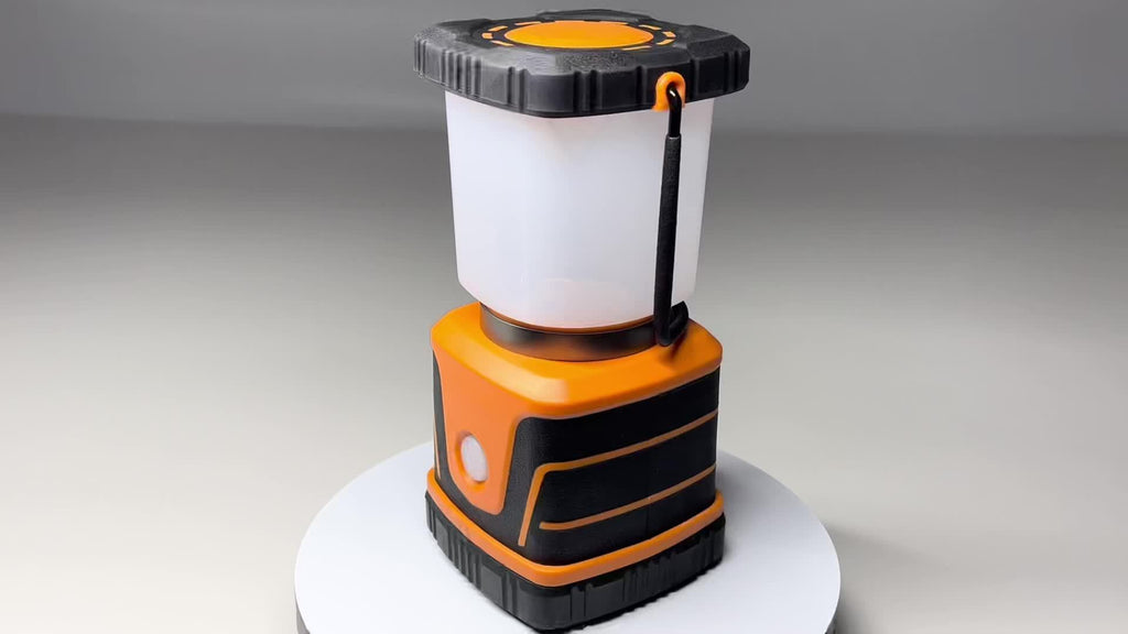 Lampe de camping LED super lumineuse 1500 lumens, 4 modes d'éclairage, intensité réglable, alimentation par batterie, torche de secours pour randonnées nocturnes, éclairage de tente, pannes de courant - DA LIGHT, extrémité en métal poli, sans pile