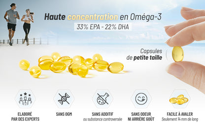 Oméga 3 - Huile de Poissons Sauvages - EPA 660mg / DHA 440mg - capsules - GPH Diffusion
