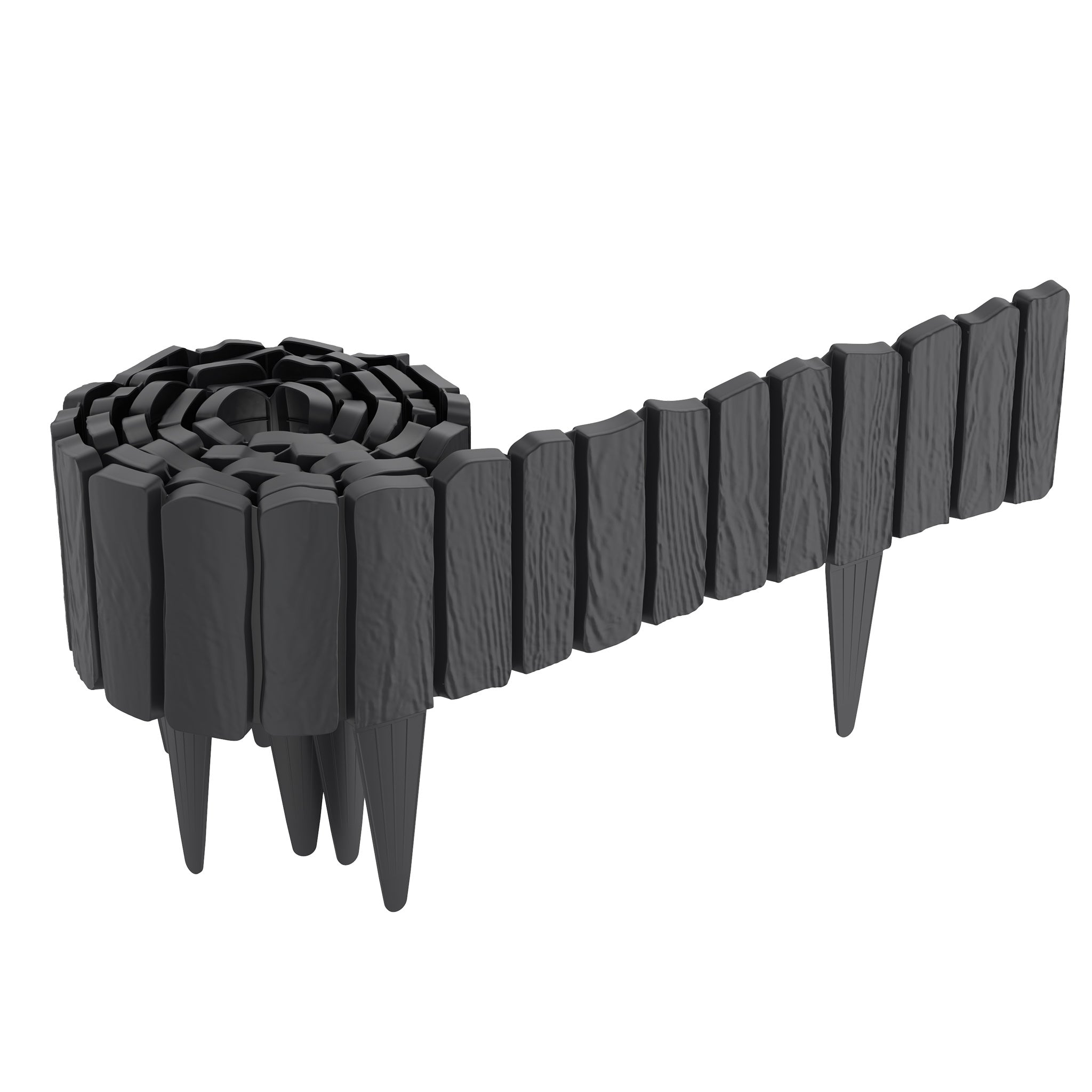 Clôture de jardin en plastique imitation bois avec bordure à clous de 10 cm pour pelouse et jardinière