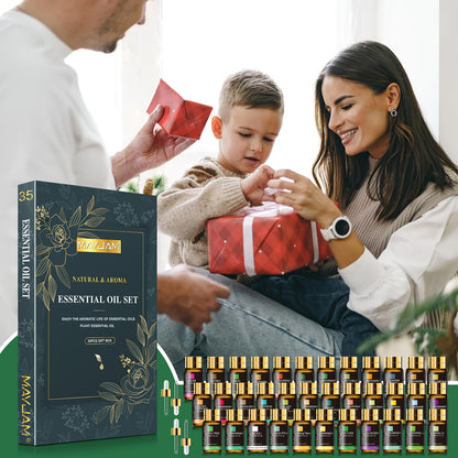 MAYJAM Lot de 35 huiles essentielles de 5 ml, coffret cadeau pour diffuseurs, humidificateur, fabrication de bougies artisanales, amélioration de l'humeur, cadeau idéal pour diverses occasions, cadeaux de Noël, surprise de la Saint-Valentin, cadeau de rem