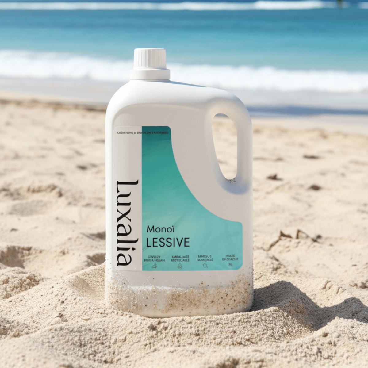 Lessive Monoï 5 Litres - Sans Conservateurs MIT / BIT / CMIT - Fleur de Tiaré & Noix de Coco - Jusqu'à 200 Lavages - Efficace à Froid & Cycle Court - Luxalia