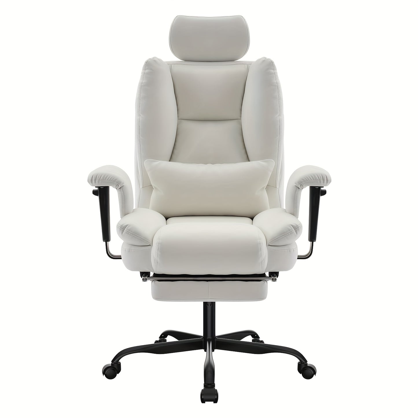 Chaise de Bureau Ergonomique 200kg, Fauteuil d'Ordinateur avec Support Lombaire et Pouf, Chaise Haute Dossier Élevable pour Table Bureaux Noir