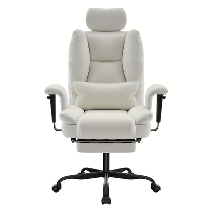 Chaise de Bureau Ergonomique 200kg, Fauteuil d'Ordinateur avec Support Lombaire et Pouf, Chaise Haute Dossier Élevable pour Table Bureaux Noir