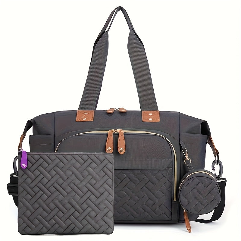 3pcs Sac à Dos et Tote pour Maman - Grand Sac de Transport à Grande Capacité avec Organisation Mains Libres, / pour nouveaux parents, Voyage, Garde d'Enfants, Rangement de Tenues et Couches