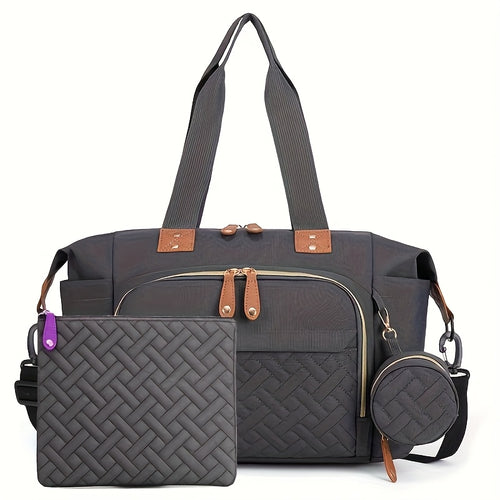 3pcs Sac à Dos et Tote pour Maman - Grand Sac de Transport à Grande Capacité avec Organisation Mains Libres, / pour nouveaux parents, Voyage, Garde d'Enfants, Rangement de Tenues et Couches