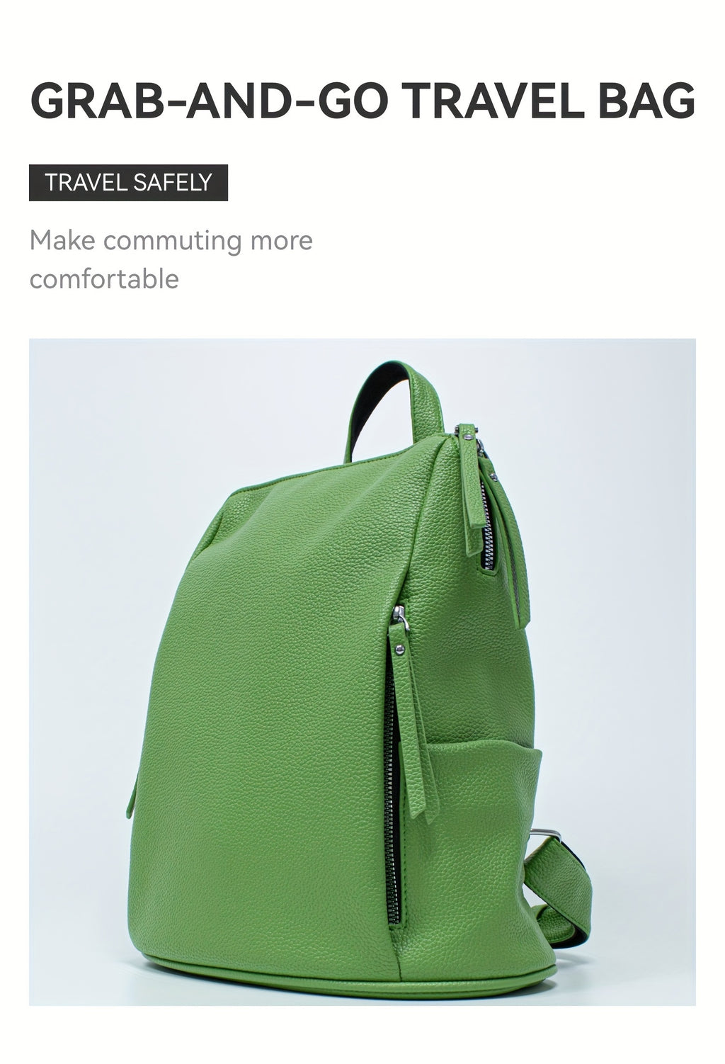 Sac à dos zippé décontracté minimaliste, sac de travail uni pour femmes, idéal pour toutes les occasions