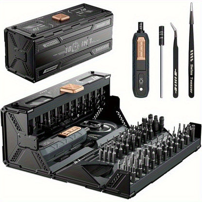 [Cadeau outil pour hommes] Ensemble de tournevis de précision manuel 180 en 1, conception de modélisation de conteneur, angulaire, élégant, kit de réparation magnétique professionnel, adapté aux ordinateurs portables, téléphones mobiles, caméras, tablette