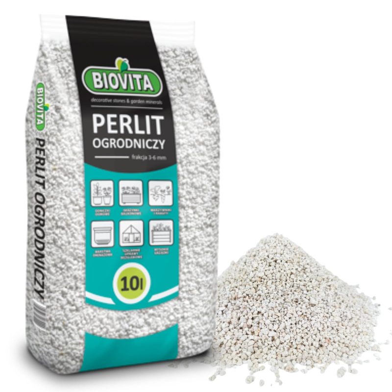BIOVITA Perlite 10L - Perlite pour Plantes pour Amélioration du Substrat du Sol - 3-6Mm - Amélioration du Sol - Substrat de Stockage d'Humidité - Idéal pour Jardin et Plantes d'Intérieur
