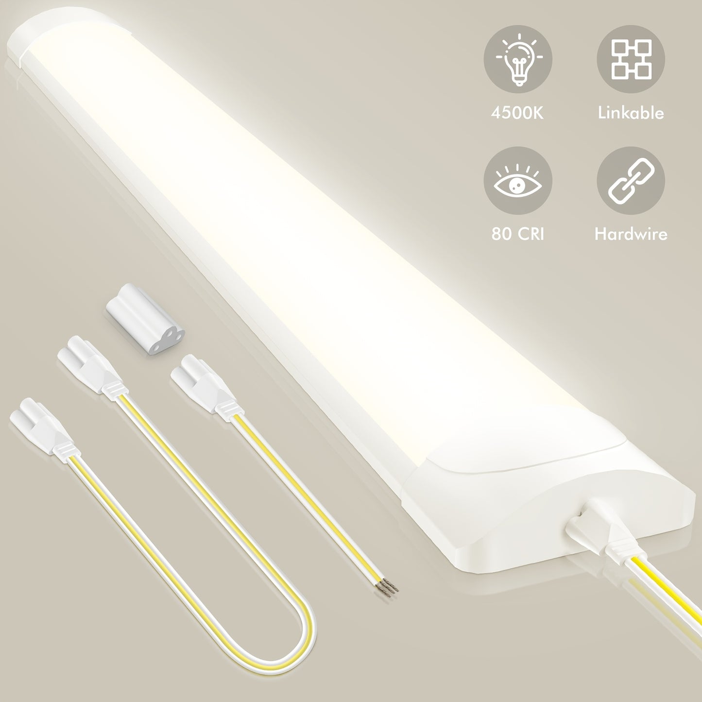 Bandes lumineuses LED 60,96 cm 91,44 cm 121,92 cm 152,4 cm, tube lumineux à profilé, lumière d'épissure pour bureau, magasin, garage, plafond, pièce, blanc froid, blanc neutre, tube lumineux LED, luminaire de plafond LED pour garage, magasin, couloir, bur