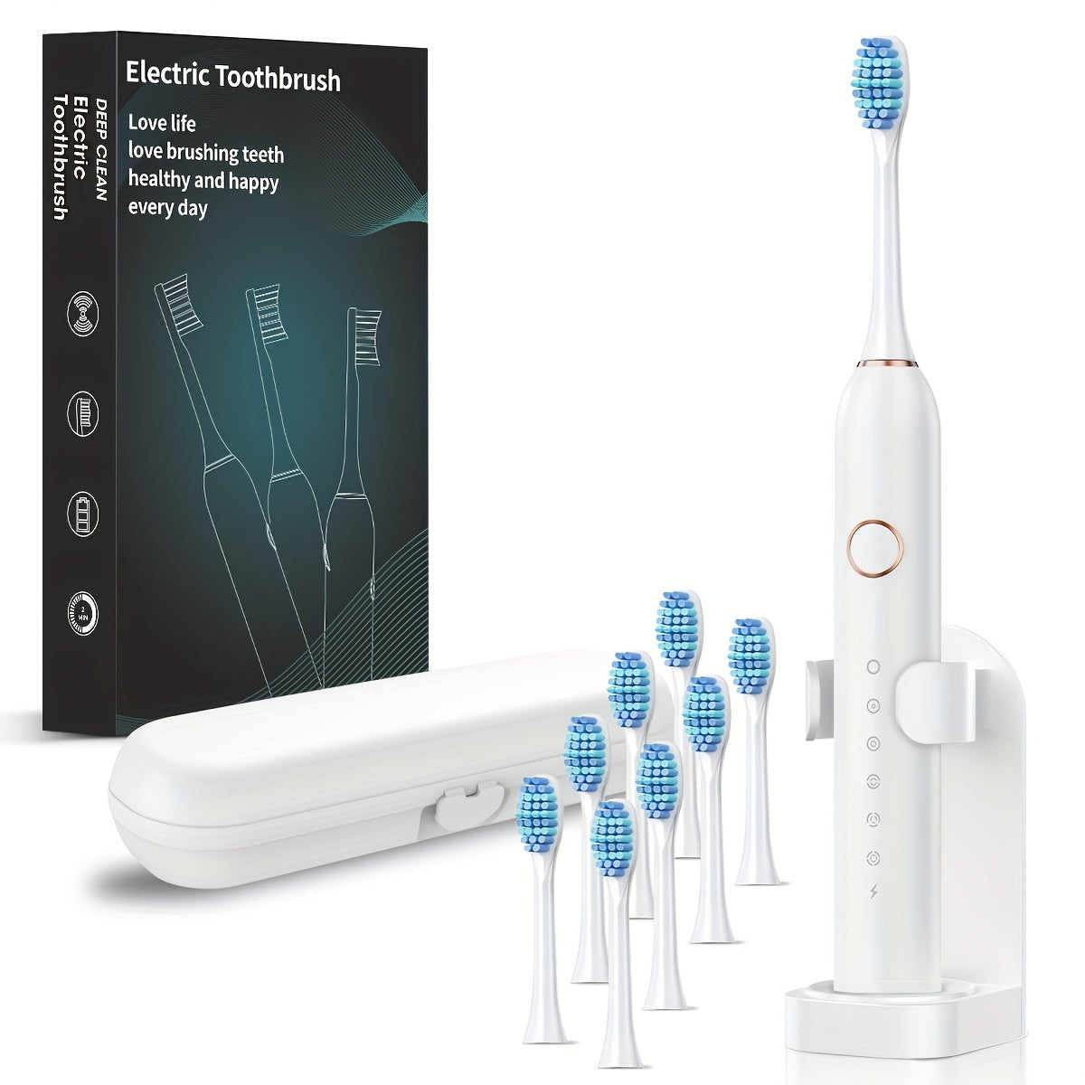 Brosse à dents électrique automatique intelligente IP67 pour adultes, poils souples unisexes, six modes de nettoyage de fréquence de vibration, chargement USB, nettoyage en profondeur des dents