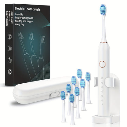 Brosse à dents électrique automatique intelligente IP67 pour adultes, poils souples unisexes, six modes de nettoyage de fréquence de vibration, chargement USB, nettoyage en profondeur des dents