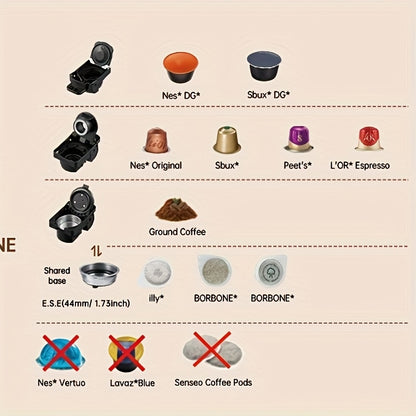 Cadeau Fête des Pères, Machine à café à capsules CAFELFFE MK-603, Machine à espresso 20 bar, Préparation à chaud et à froid, Compatible avec les capsules NS/DG/ESE et le café moulu, Réservoir d'eau amovible de 0,6L, Arrêt automatique, Idéal pour la cuisin