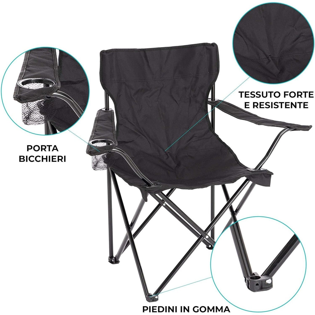 Chaise de camping pliable Baroni Home pour jardin d'extérieur, chaise de camping pliable portable, chaise de camping et de pêche avec porte-gobelet, 20X20X31 pouces (50X50X80 cm)