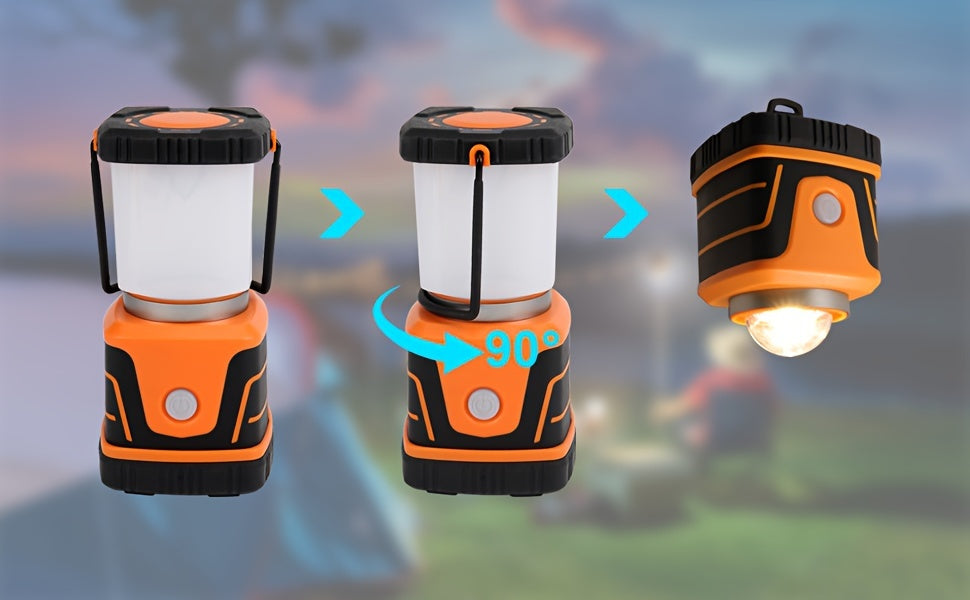 Lampe de camping portable 1500 lumens, 4 modes d'éclairage, projecteur réglable, alimentée par batterie, lampe de secours pour randonnées nocturnes, éclairage de tente, coupures de courant