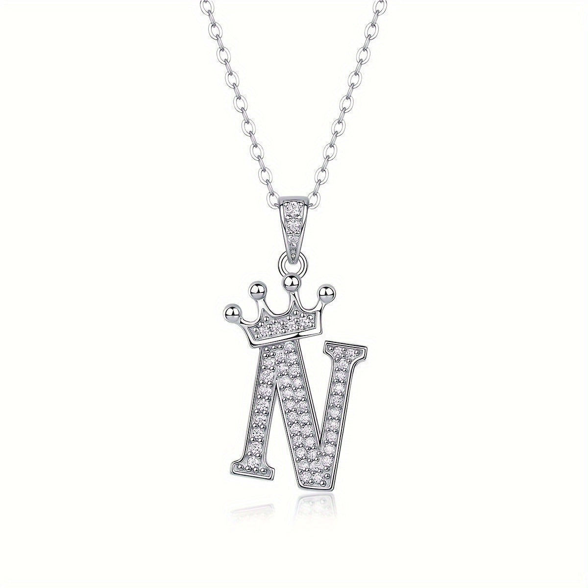 Collier lettre couronne en moissanite en argent S925 plaqué, avec 26 pendentifs lettres entièrement sertis, cadeau idéal pour la rentrée, la remise des diplômes, le quotidien, la Saint-Valentin ou les anniversaires