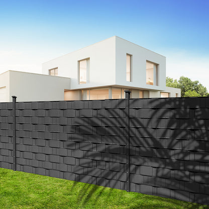 Bande de clôture d'intimité 35m-140m avec clips, écran d'intimité pour clôtures, bande d'intimité de jardin extérieur, clôture décorative gris foncé pour jardins, 450g/m², facile à installer, écran de  de l'intimité, pare-soleil, convient pour les cours,