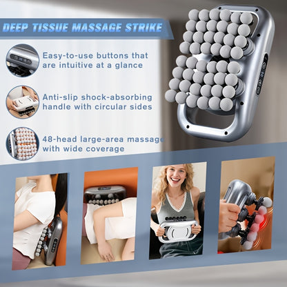 Masseur multifonctionnel à 48 têtes, masseur électrique corporel, détend les muscles, impact profond, 9 vitesses et modes, convient pour le cou, le dos, les jambes, les épaules, pistolet de massage musculaire, convient pour le fitness à domicile, le sport