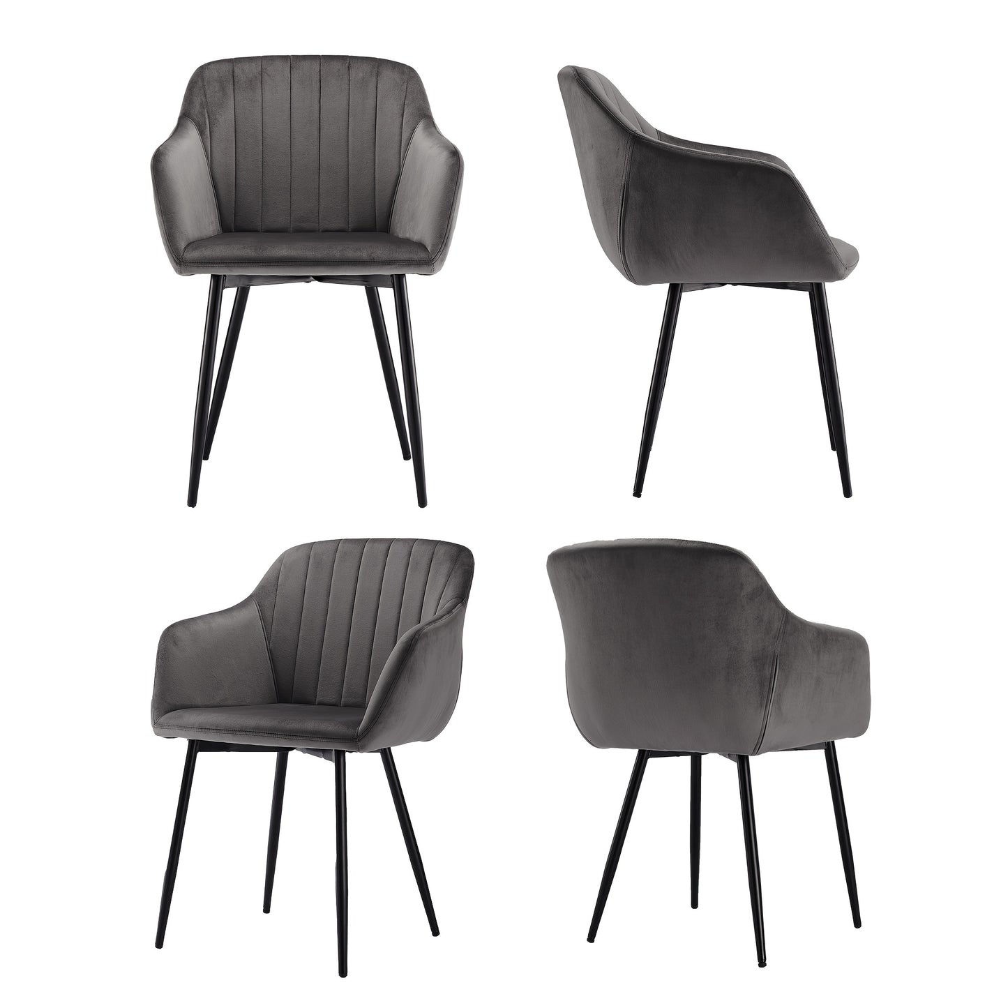 Chaises de salle à manger élégantes avec accoudoirs et soutien lombaire pour salon, cuisine et chambre, offrant un grand confort - Disponibles par lots de 2, 4 ou 6