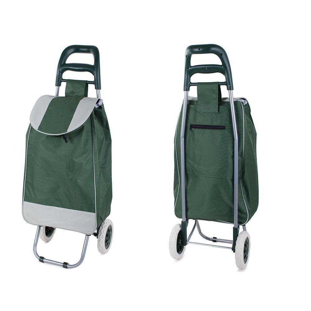 Chariot de courses pliable avec roues, robuste et spacieux, avec poche et poignées, pratique pour transporter des courses lourdes, base stable, grandes roues et poignée durable, en matériau imperméable, facile à nettoyer, poche pour verrouillage ou portef