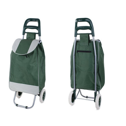 Chariot de courses pliable avec roues, robuste et spacieux, avec poche et poignées, pratique pour transporter des courses lourdes, base stable, grandes roues et poignée durable, en matériau imperméable, facile à nettoyer, poche pour verrouillage ou portef