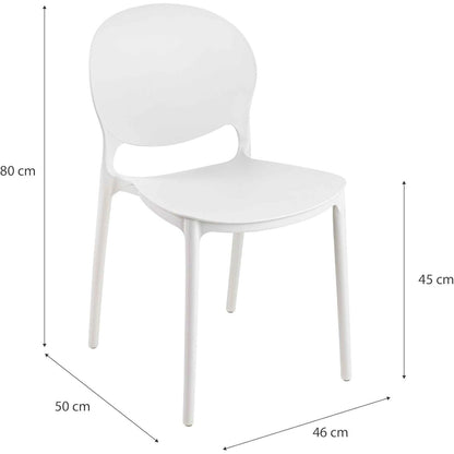 Baroni Home Lot de 4 chaises en plastique blanc – Empilables, prêtes à l'emploi sans assemblage requis, faciles à nettoyer, avec pieds antidérapants pour une stabilité accrue – Idéales pour cuisine, salon, salle à manger, jardin, terrasse ou balcon – Assi