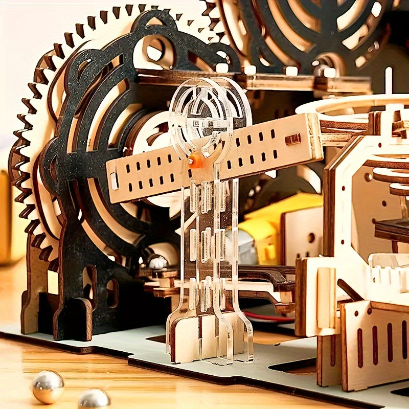 Puzzles électriques 3D en bois, kits de modèles de piste à billes, casse-tête, puzzle à faire soi-même, cadeau de Noël fait main (sans pile), cadeaux de fête d'Halloween