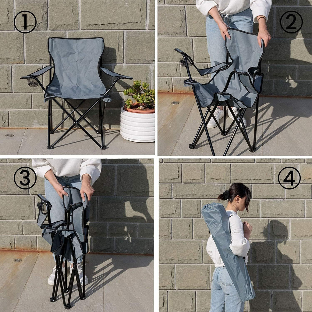 Chaise de camping pliable Baroni Home pour jardin d'extérieur, chaise de camping pliable portable, chaise de camping et de pêche avec porte-gobelet, 20X20X31 pouces (50X50X80 cm)