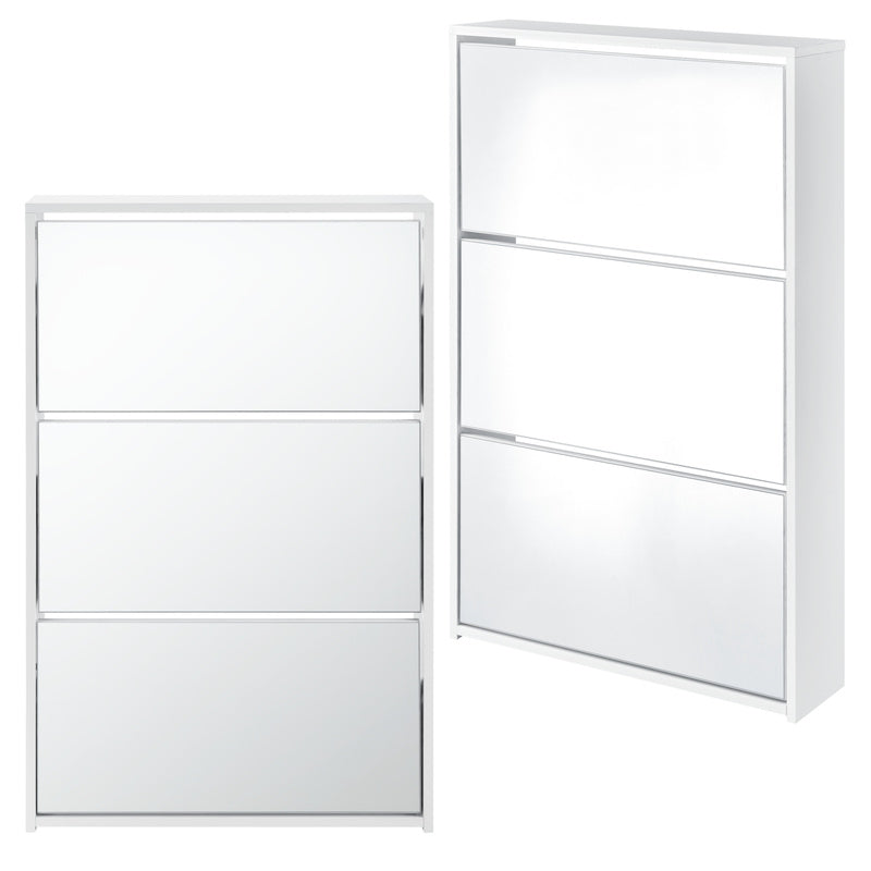 Armoire à chaussures Vogar avec portes miroir de différentes couleurs et tailles