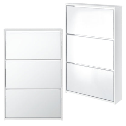 Armoire à chaussures Vogar avec portes miroir de différentes couleurs et tailles
