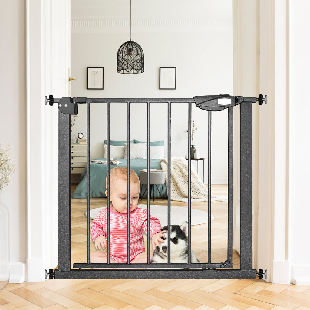 Barrière de sécurité pour escaliers, barrière de sécurité N Stop avec grille métallique, noire, sans perçage requis