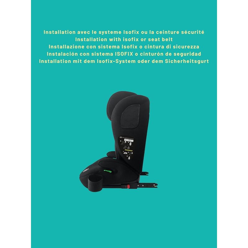 Bari, Siège auto enfant Isofix, I-size, 100-150 cm, environ 4-12 ans, Rehausseur siège auto enfant, Isofix, avec Protection Latérale, Appui-tête Réglable, Porte gobelet