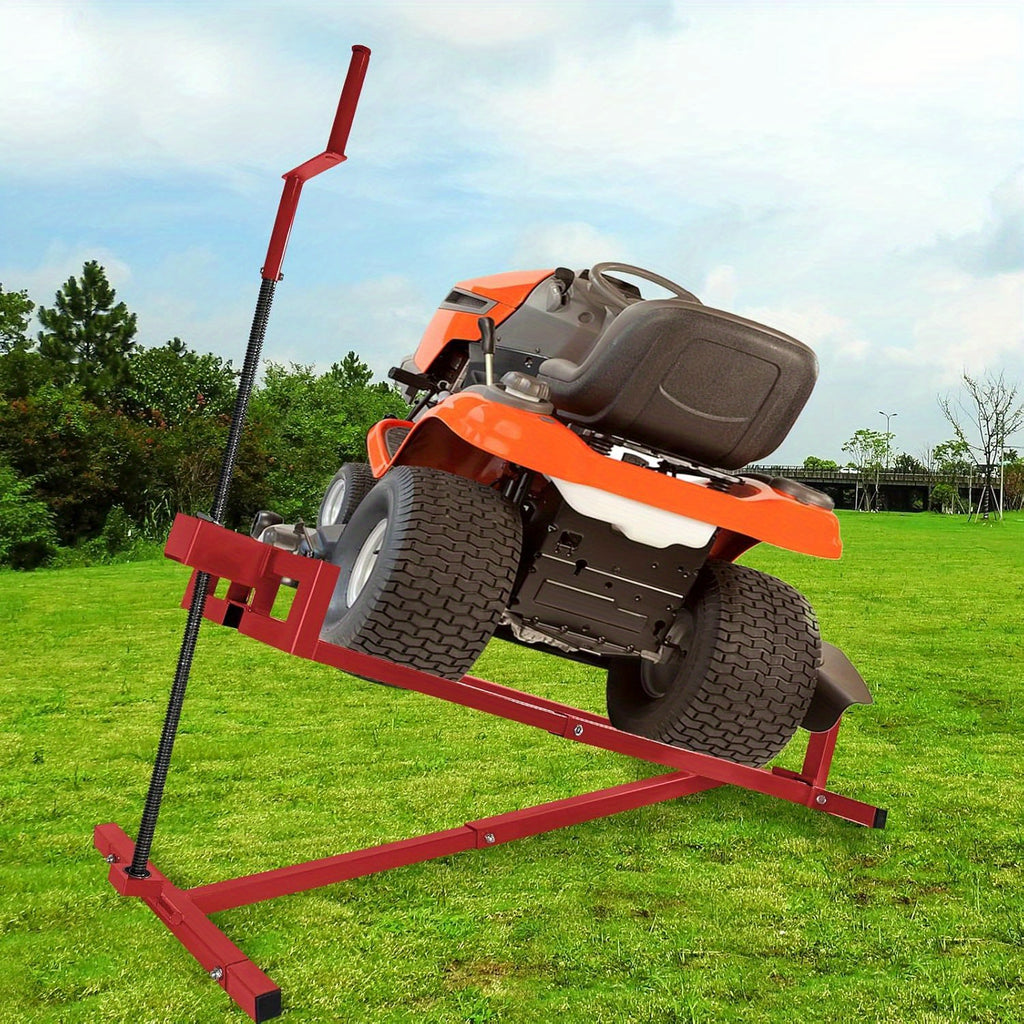 Diable pour tracteur de pelouse, Diable pour tondeuse à gazon et tracteur de pelouse Max 400KG, Aide au nettoyage de tondeuse à gazon inclinable à 45° réglable, Diable pour tondeuse à gazon, Rouge/noir