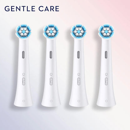Oral-B Io Gentle Care Brosse de rechange 4pièces Set pour brosses à dents électriques | Poils souples pour les gencives sensibles | Compatible avec tous les embouts Oral-B Io | Élimination efficace de la plaque dentaire et nettoyage doux | Idéal pour les