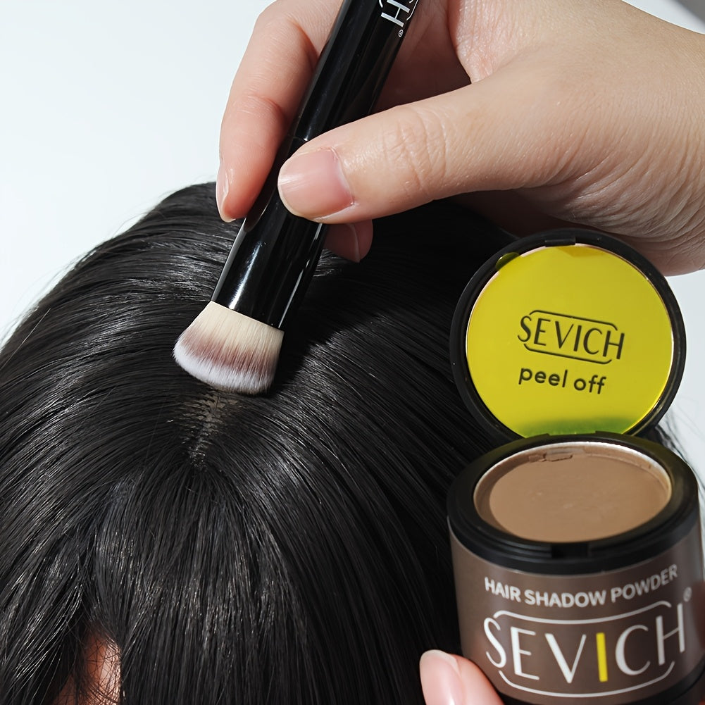 [Entrepôt local] Kit de 2 poudres d'ombrage pour la racine des cheveux sevich avec pinceau, mélangez la poudre uniformément, application délicate pour dissimuler instantanément la racine des cheveux, poudre de comblement imperméable pour une apparence nat