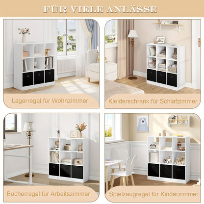 1 étagère à livres, étagère cube, rangement avec séparateur, tiroir en tissu non-tissé 3 compartiments et 9 espaces, idéal pour bureau