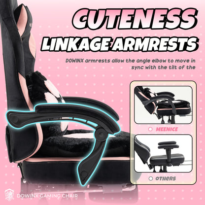 Chaise de Gaming Rose avec Coussin Lombaire Mignon en Forme d'Oreilles de Chat & Repose-Pieds Réglable - Chaise de Bureau Ergonomique pour Filles/Adultes, Capacité de 136,08 KG, Chaise de Gaming Douce avec Design Mignon de Patte de Chat, Confort Ultime !