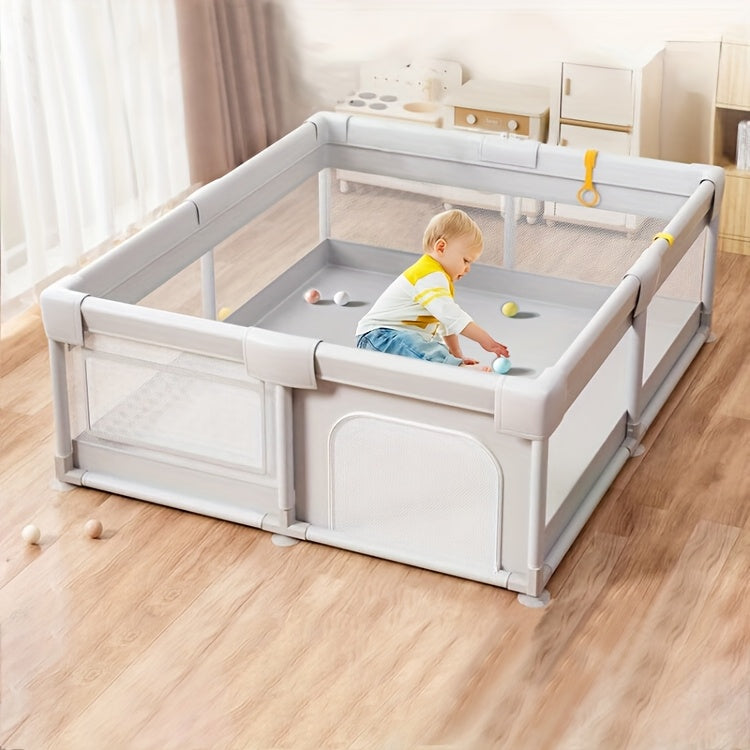 1pc Parc pour Enfants avec Mousse, Barrière de Sécurité Fixe et Respirante en Plastique Résistant, Centre d'Activités Sûr Intérieur/Extérieur, Aire de Jeu Durable à Base Antidérapante