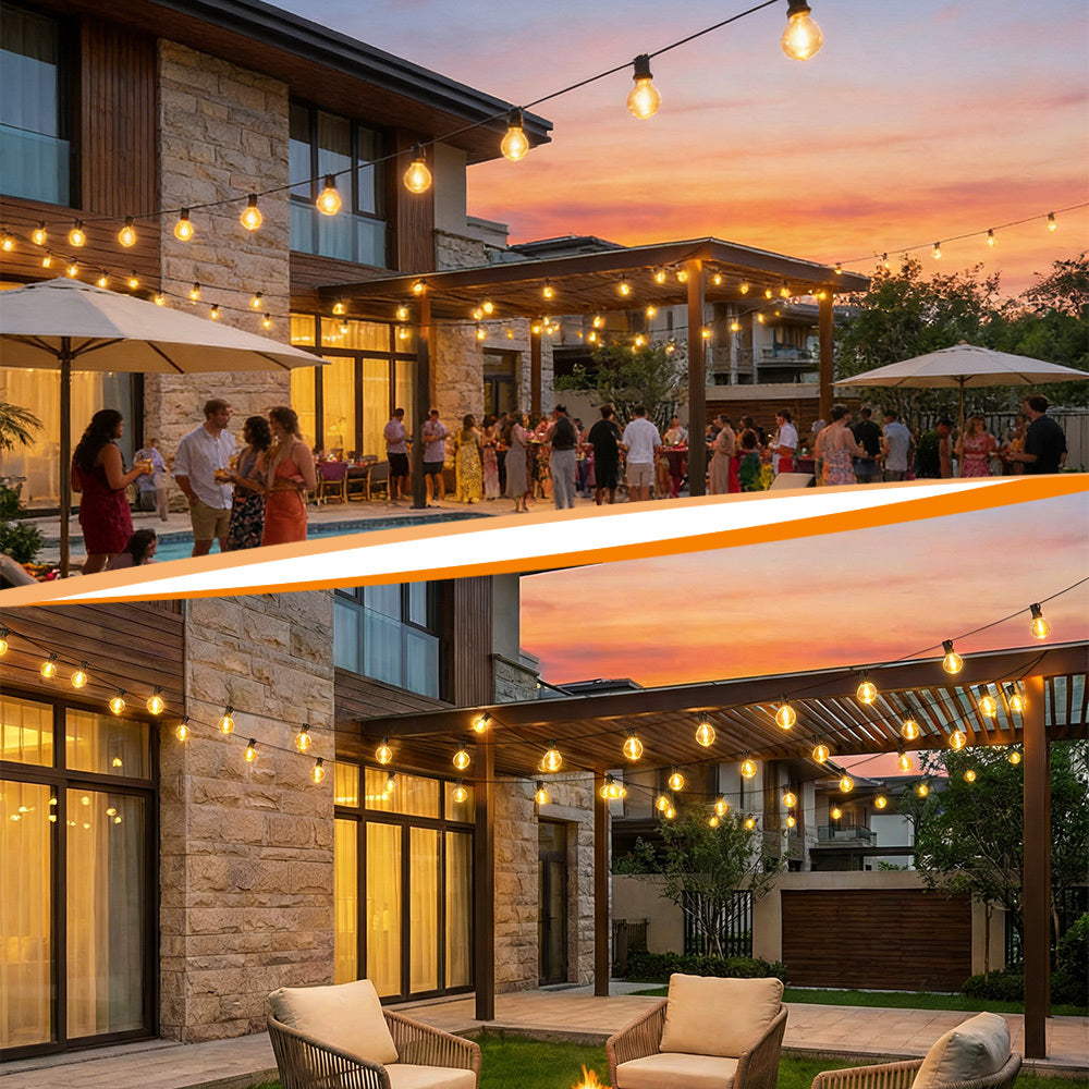 Guirlande Lumineuse Solaire d'Extérieur, 15,25M/20,13M/30,49M, Lumières LED pour Terrasse, Minuterie à Intensité Variable, 8 Modes d'Éclairage Réglables, Lumière Blanc Chaud Réglable, pour Jardin, Cour, Tonnelle, Porche, Fête, Mariage