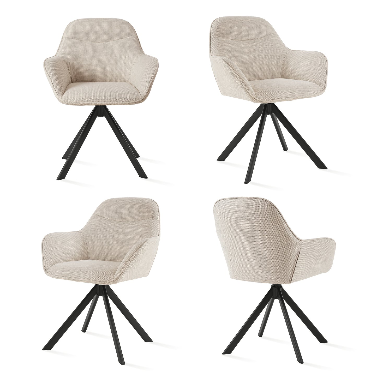 Chaises de salle à manger élégantes et contemporaines, pivotantes à 360 degrés, rembourrées avec assises épaisses, conçues de manière ergonomique pour les familles, les cafés et les restaurants - Lot de 2/ Lot de 4/ Lot de 6
