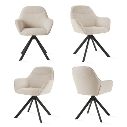 Chaises de salle à manger élégantes et contemporaines, pivotantes à 360 degrés, rembourrées avec assises épaisses, conçues de manière ergonomique pour les familles, les cafés et les restaurants - Lot de 2/ Lot de 4/ Lot de 6