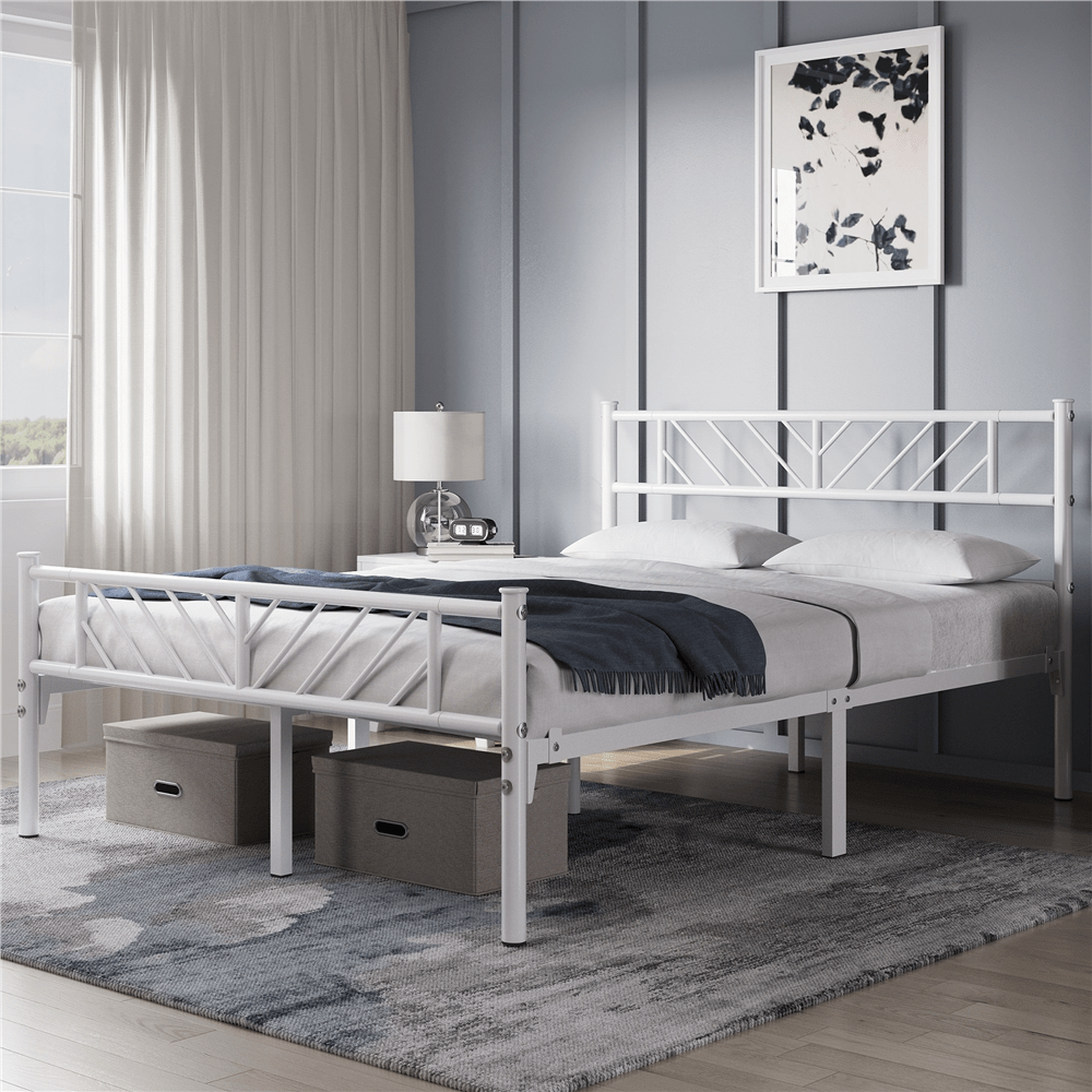 Costoffs Cadre de lit en metal simple Lit en Métal pour Adultes Grande Espace en Lattes Moderne