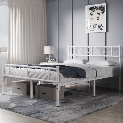 Costoffs Cadre de lit en metal simple Lit en Métal pour Adultes Grande Espace en Lattes Moderne
