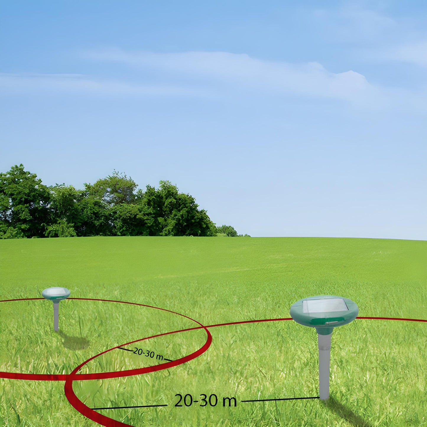 Lot de 2 Répulsifs Solaires Puissants pour Taupes, Campagnols et Rongeurs, Dissuasif Fort pour Petits Mammifères avec Émission de Son et de Vibrations, Fonctionnement Cyclique toutes les 40 Secondes, Portée jusqu'à 30 Mètres, Signal Acoustique Variable, F