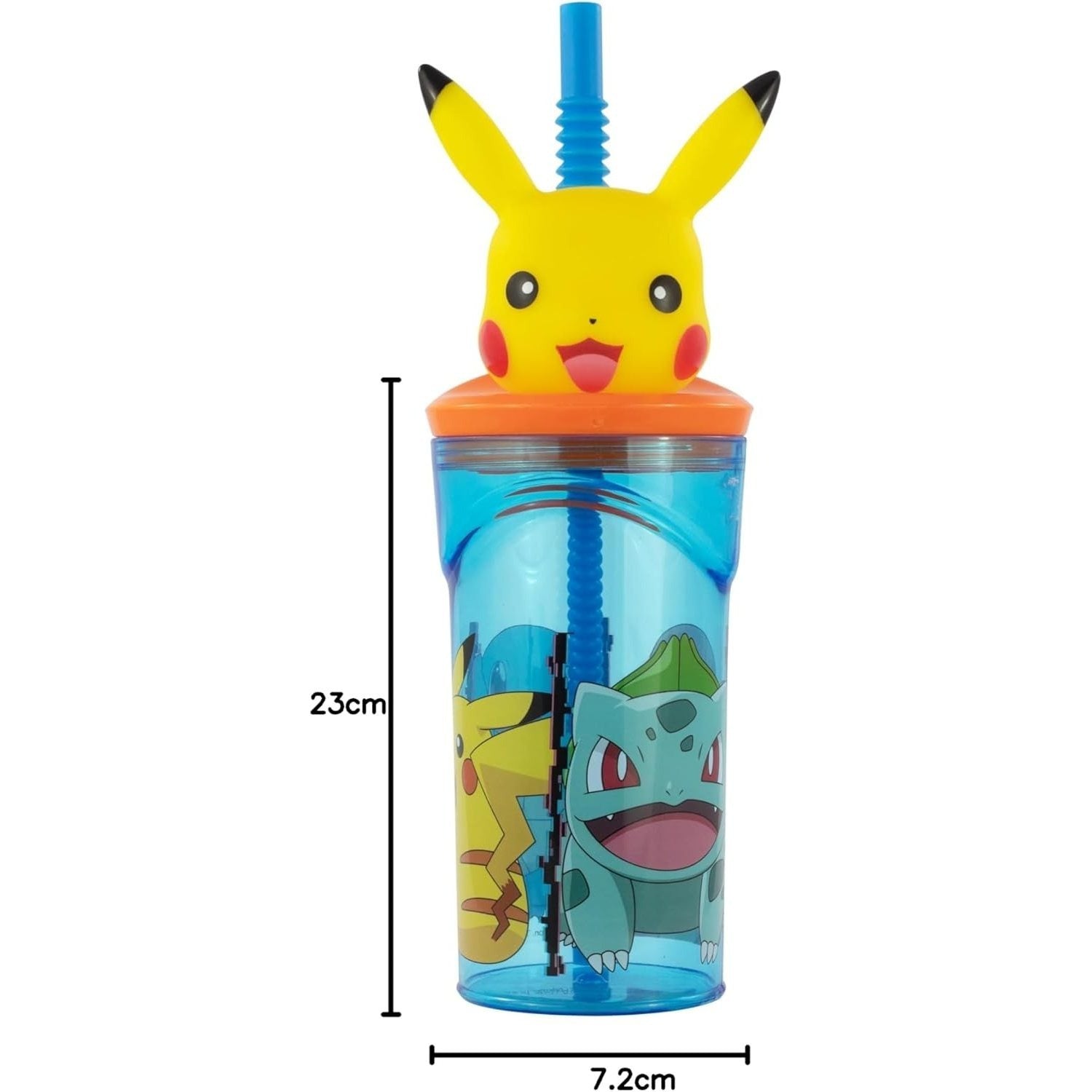 POKÉMON - Tasse de 360 ml avec Paille et Personnage 3D pour Enfants - Pikachu