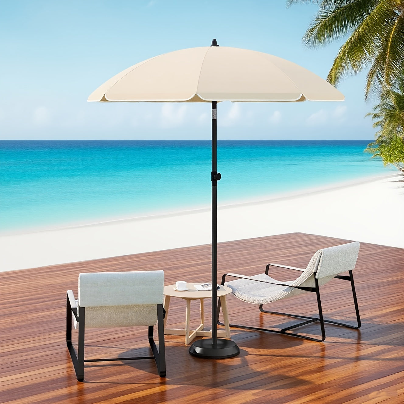 1 parasol de plage, parasol de balcon, protection UV, parasol à 8 baleines, stable, réglable, pliable à 45°, poids 180G/M², bloque efficacement les rayons UV, portable, compagnon idéal pour les voyages de camping et les journées à la plage