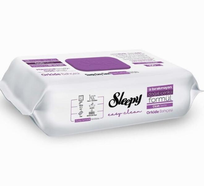 1X Sleepy Easy Clean Wipes Lilac - Lingettes jetables pour tous usages | Sans alcool ni parabènes, avec parfum frais | Chiffon de nettoyage de surface 100 feuilles