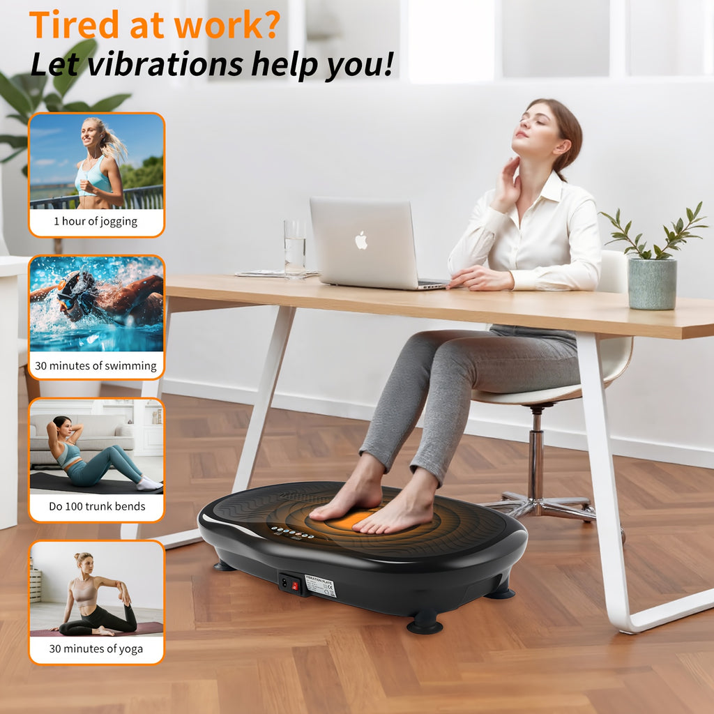 Machine de Vibration Corporelle Complète avec 120 Niveaux de Vitesse & Moteur 200W - Plaque de Fitness à Domicile Contrôlée par Application pour Perte de Poids, Tonification | Plaque de Vibration avec Haut-Parleur Musical, Bandes de Résistance & Tapis de