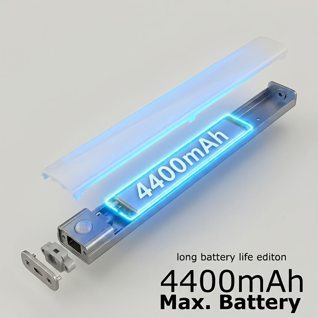 SETONR Slim LED Lampes Sous Meuble - Boîtier Métallique, Rechargeable, 450/600/2200/4400 Mah, Détecteur de Mouvement Humain, Dimmable, Adhésif, Éclairage de Cuisine à Piles pour Placards, Comptoirs et Étagères, Jusqu'à 60Cm, Longue Autonomie Disponible