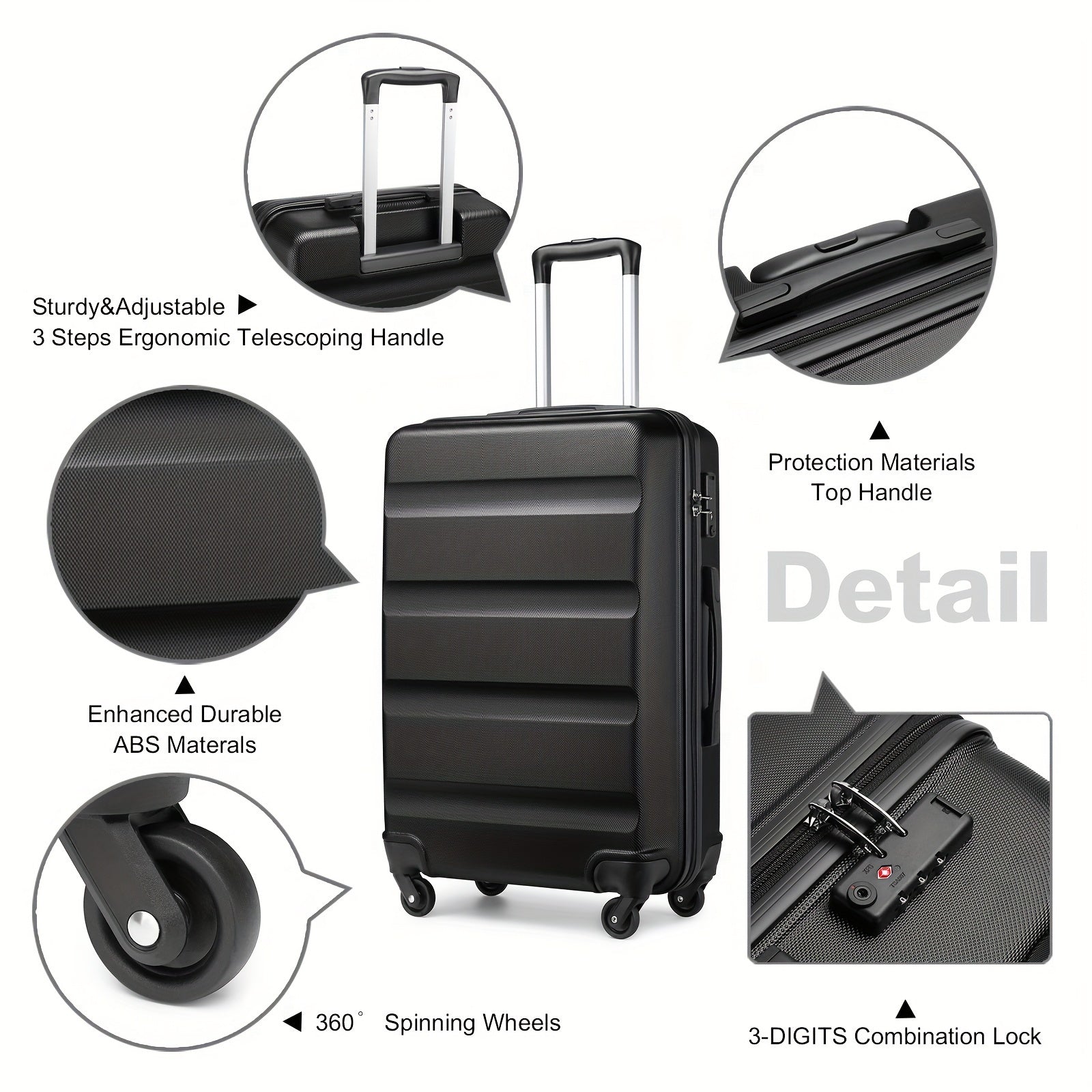 Valise Trolley Kono Disponible dans les Tailles 19 Pouces, 24 Pouces et 28 Pouces, Fabriquée en Matériau ABS, Avec 4 Roues, Dimensions 55 X 38 X 20 Cm, Parfaite pour la Rentrée Scolaire ou les Cadeaux de Vacances