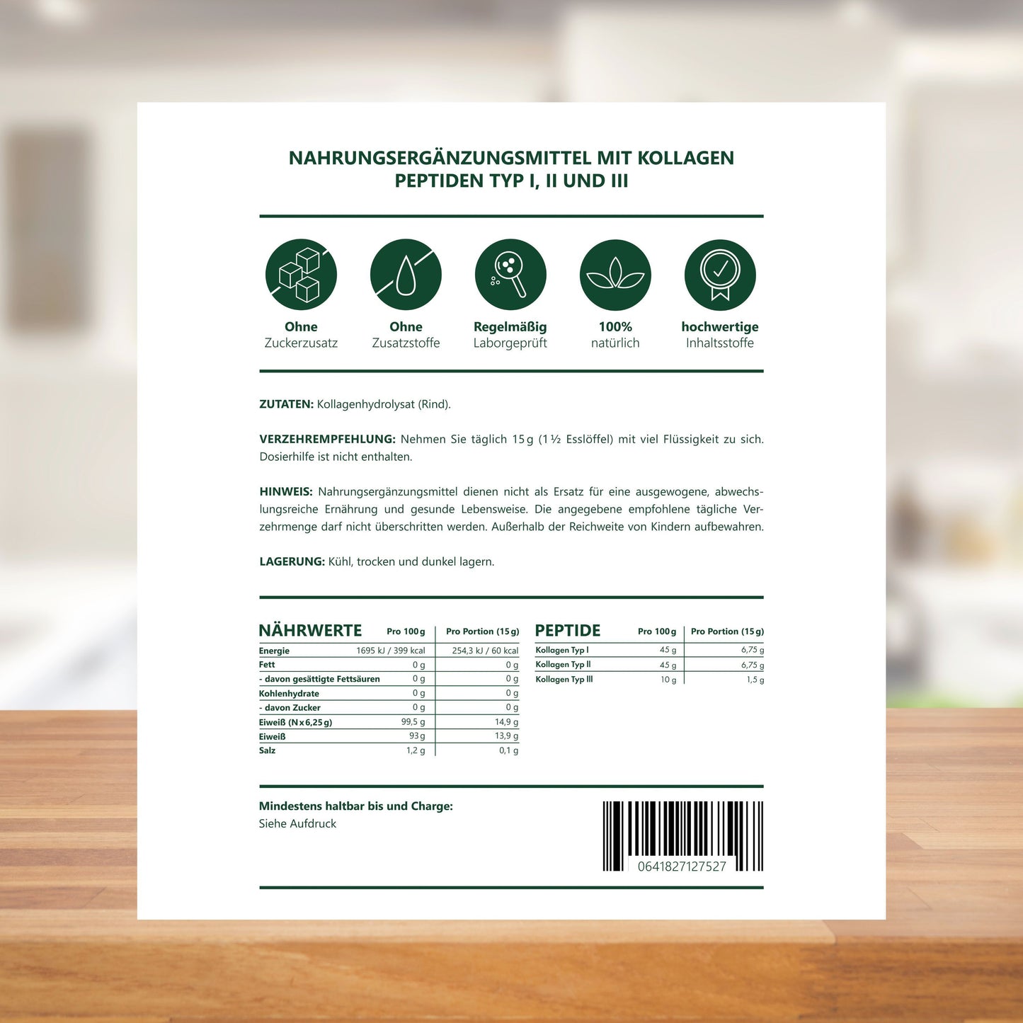 Poudre de Collagène 500g – Qualité Supérieure Expédiée d'Allemagne – Dose Élevée, Testée en Laboratoire, Très Soluble – Peptides de Collagène Type 1, 2, 3 – Populaire pour la Peau, les Cheveux, les Ongles et les Articulations – Hydrolysat de Collagène Écl